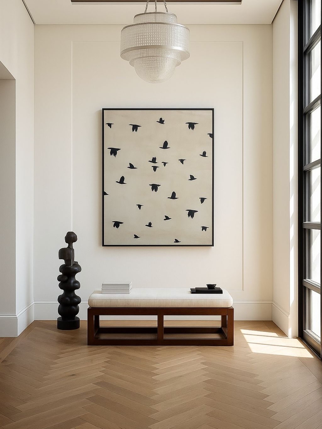 A simple framed piece on a plain wall